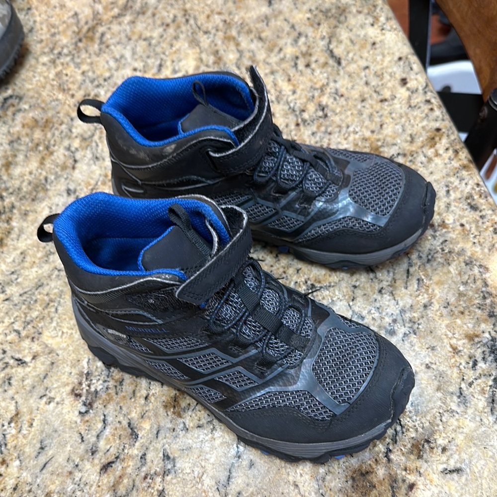 Merrell Black and Blue Athletic Shoes with Rugged Sole and Ankle Support